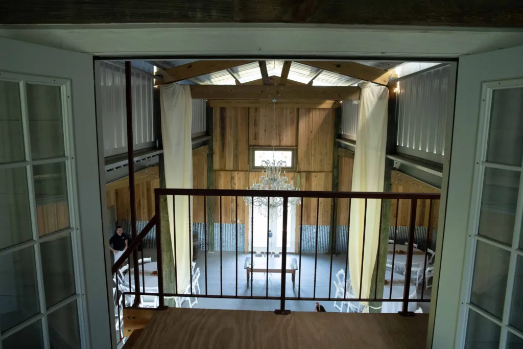 View from the loft over the barn floor below